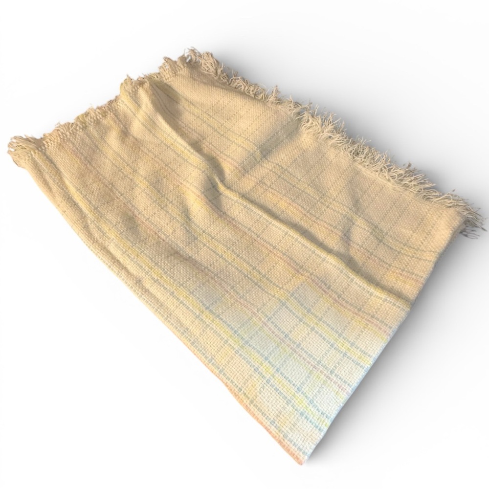 Vintage Little Me By Lois USA Made Acrylic Baby Blanket Pastel 45”x35” Knit